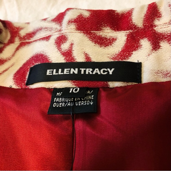 NWT Ellen Tracy Long Trench Coat Blazer Jacket Woven Colorful - Picture 6 of 7